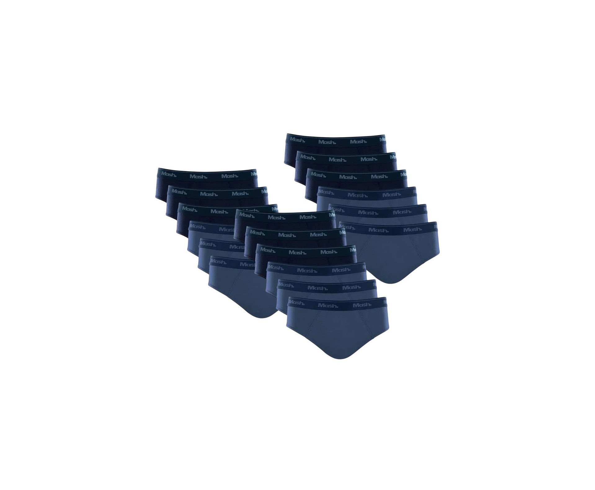Kit 18 Cuecas Slip Algodão Mash Original - Azul - TAM M