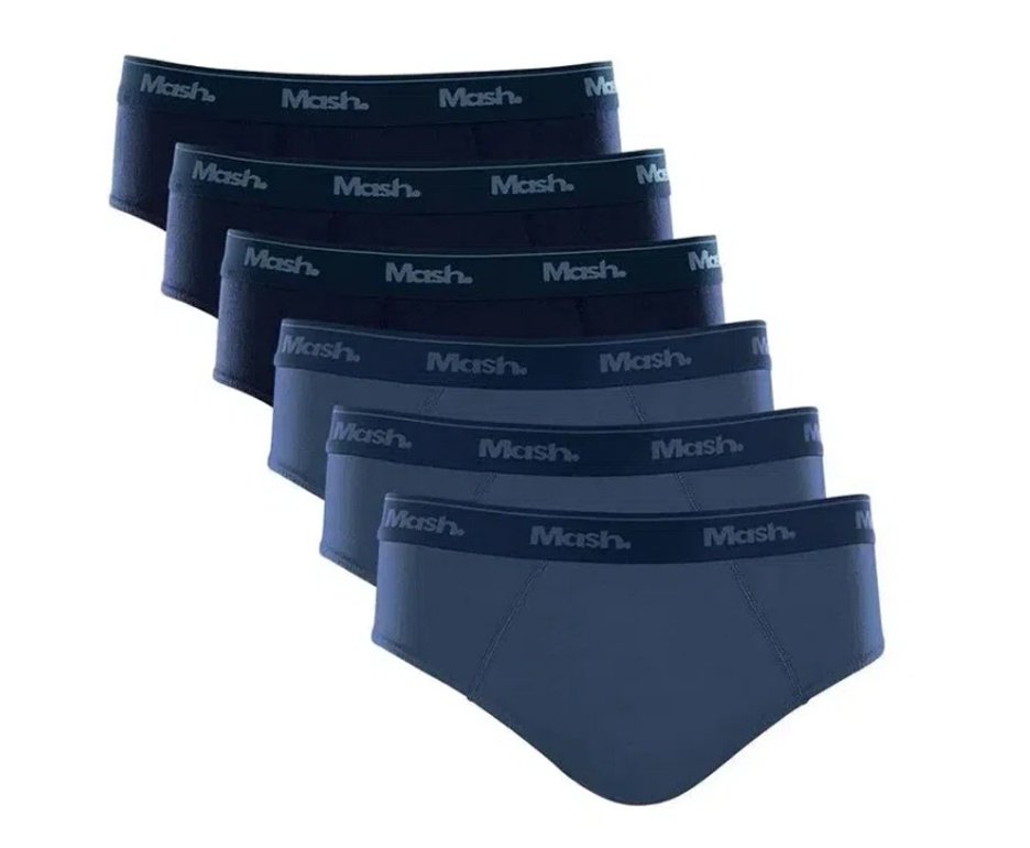 Kit 18 Cuecas Slip Algodão Mash Original - Azul - TAM G
