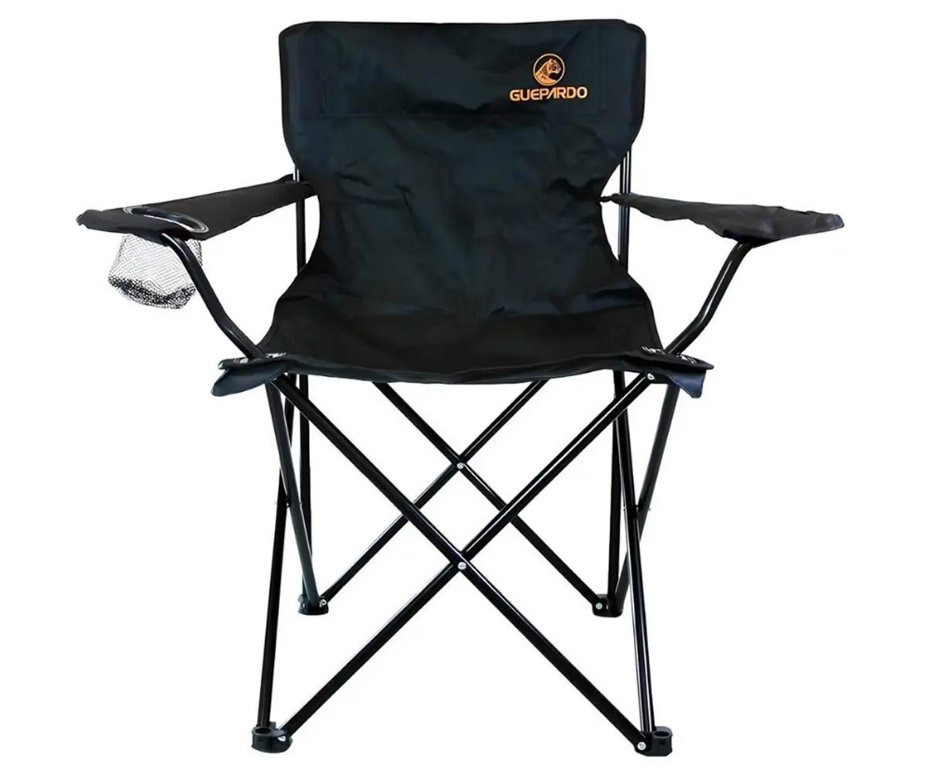 Cadeira camping Dobrável Relax com Porta Copo Preto - Guepardo