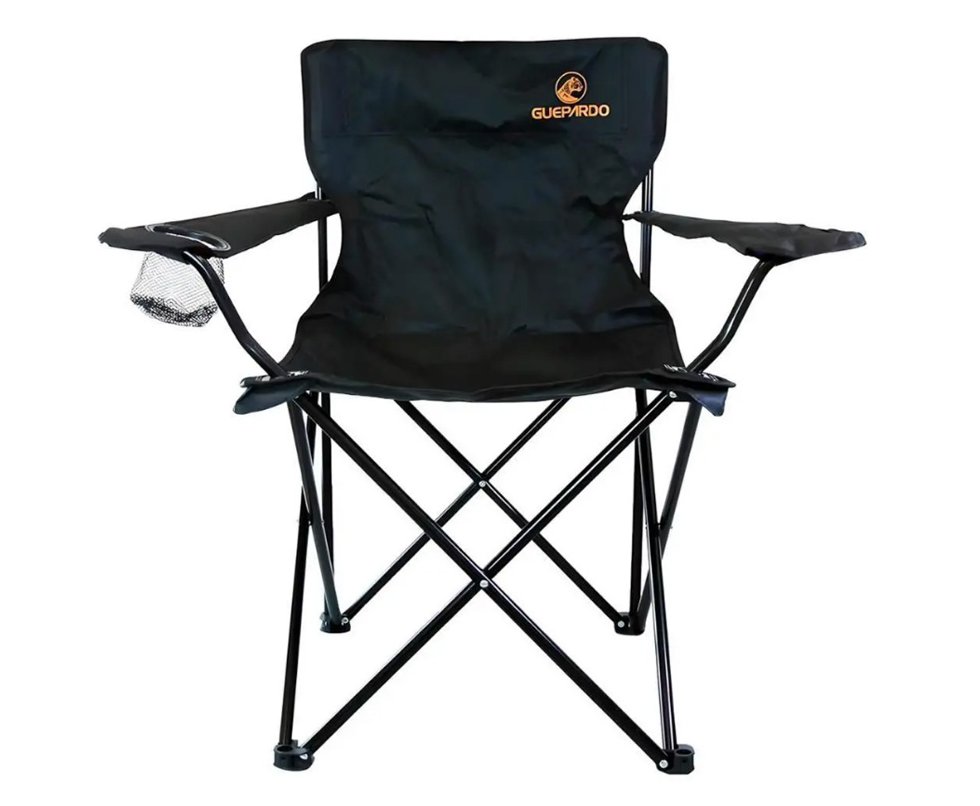 Cadeira camping Dobrável Relax com Porta Copo Preto - Guepardo