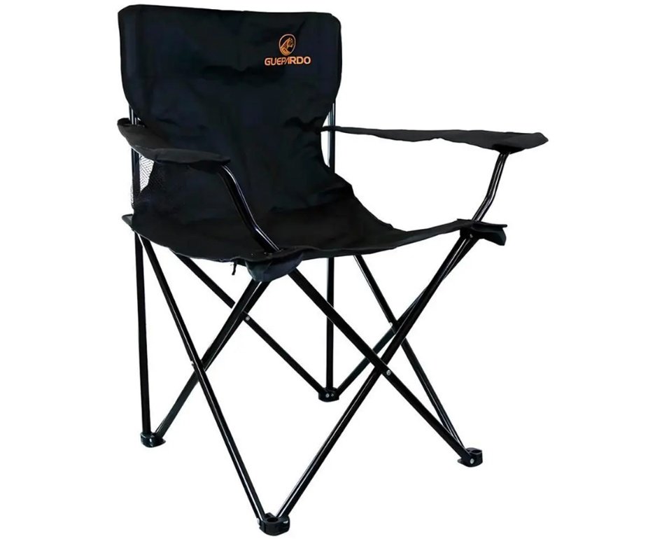 Cadeira camping Dobrável Relax com Porta Copo Preto - Guepardo