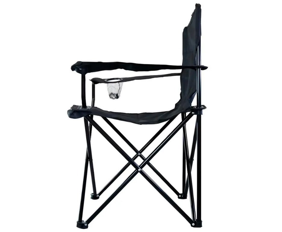 Cadeira camping Dobrável Relax com Porta Copo Preto - Guepardo