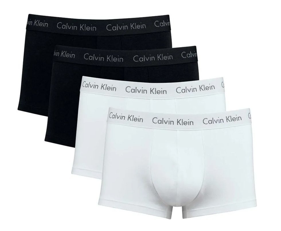 Kit 4 Cuecas Calvin Klein Boxer Low Rise Trunk de Cotton - Branco/Preto