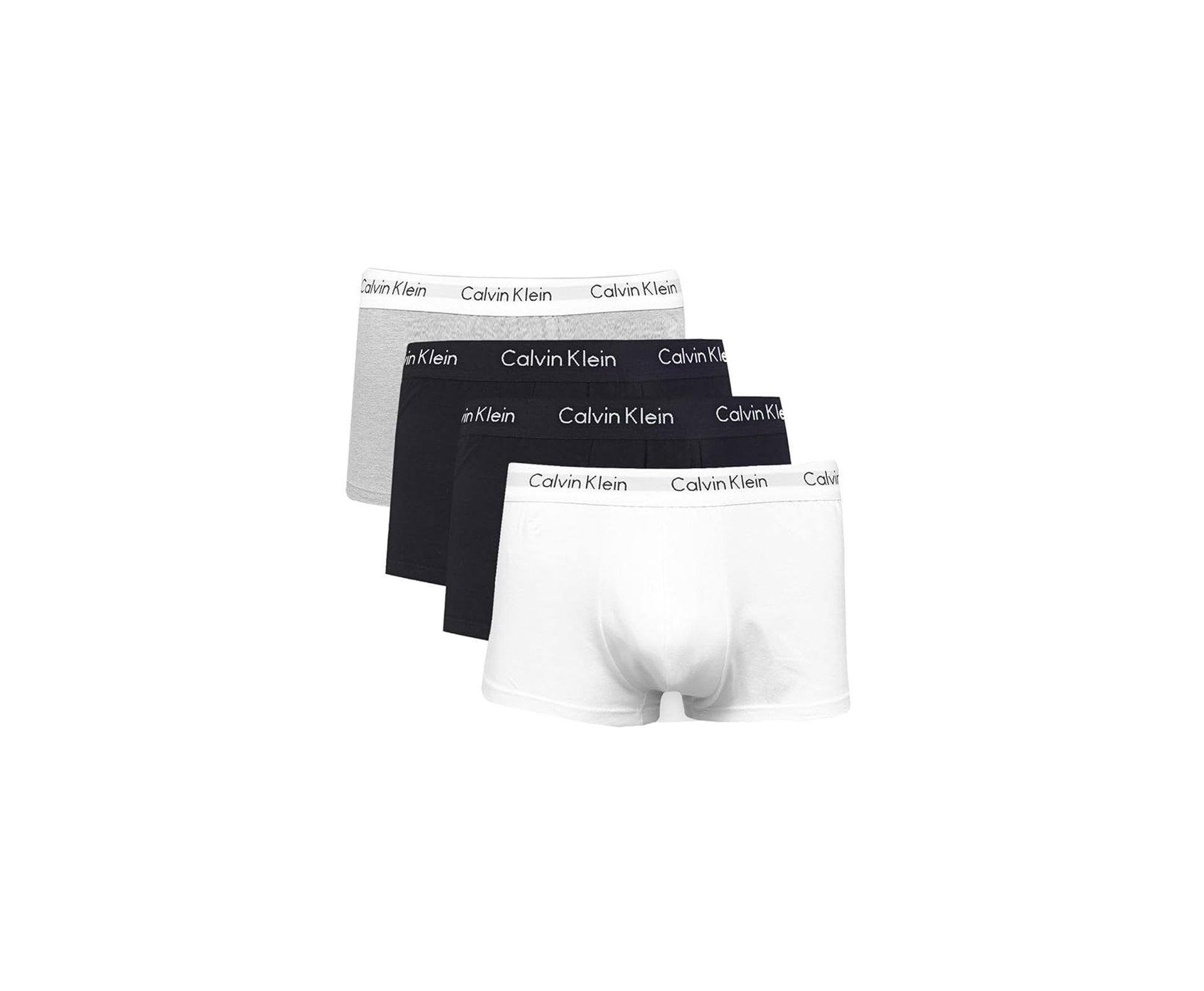 Kit 4 Cuecas Calvin Klein Boxer Low Rise Trunk de Cotton Preto/Branco/Cinza