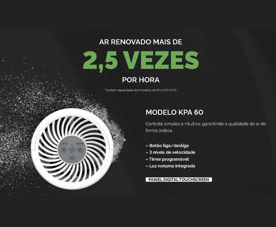 Purificador de Ar Portatil Komeco KPA 60 Branco Bivolt