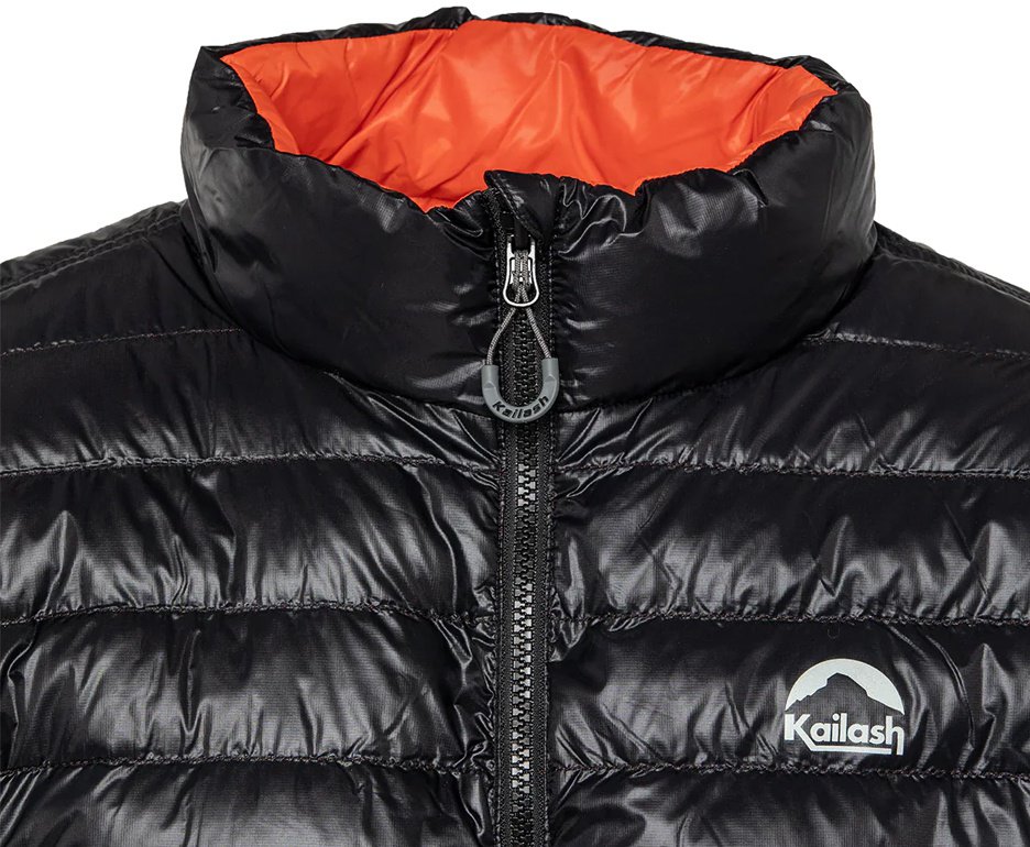 Jaqueta Puffer Kailash Dupla Face Pluma Ganso Masculina Preto/Laranja Escuro