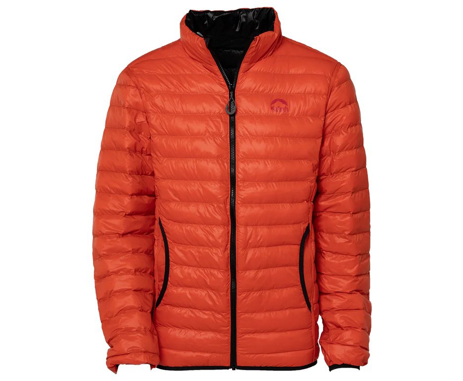 Jaqueta Puffer Kailash Dupla Face Pluma Ganso Masculina Preto/Laranja Escuro