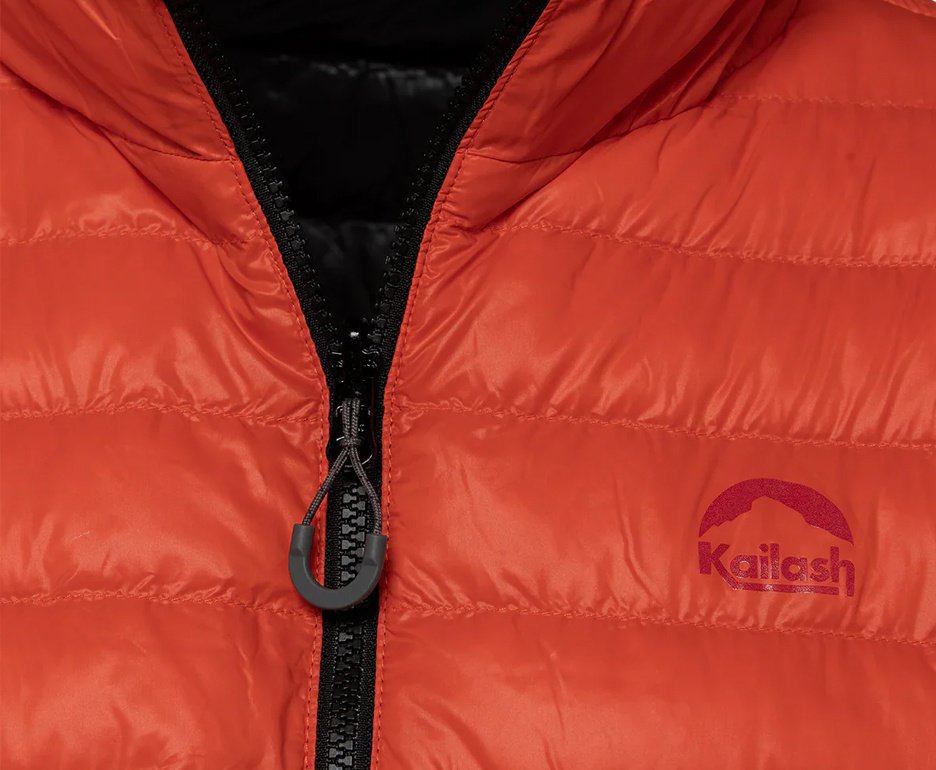 Jaqueta Puffer Kailash Dupla Face Pluma Ganso Masculina Preto/Laranja Escuro