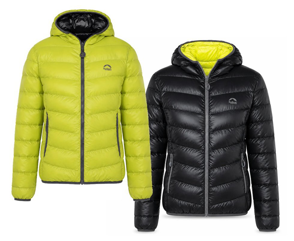 Jaqueta Puffer Kailash Double Patagonia Feminina - Preto/Verde Limão