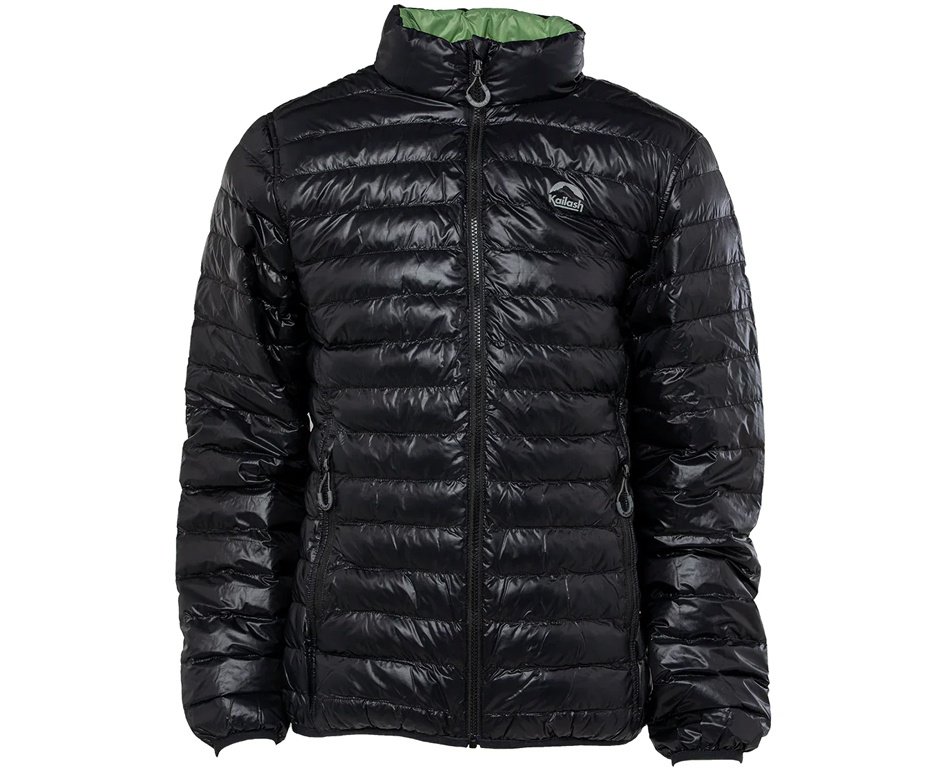 Jaqueta Puffer Kailash Dupla Face Pluma Ganso Masculina Preto/Verde