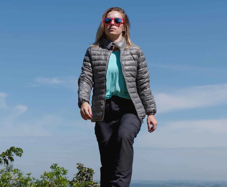 Jaqueta Kailash Puffer Dupla Face Pluma Ganso Feminina -  Chumbo/off White
