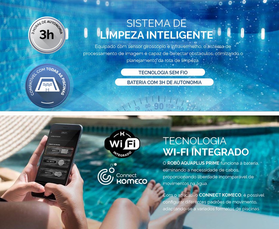 Robo Aspirador De Piscina Komeco Korp 80 WiFi Bivolt