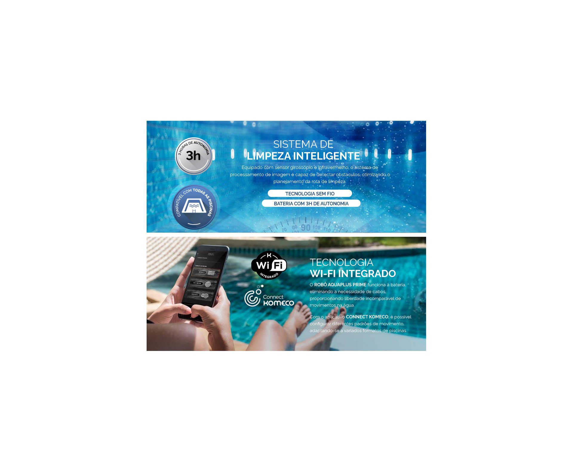 Robo Aspirador De Piscina Komeco Korp 80 WiFi Bivolt