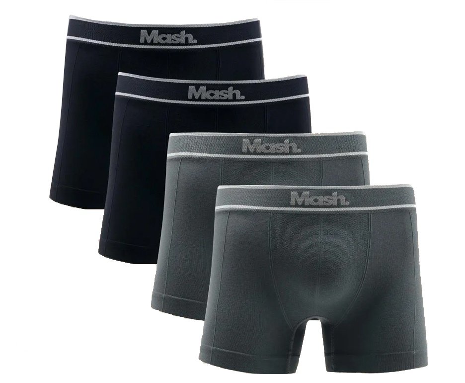 Kit Com 6 Cuecas Boxer Mash Microfibra Sem Costura PT/CZ Ref: 711.18