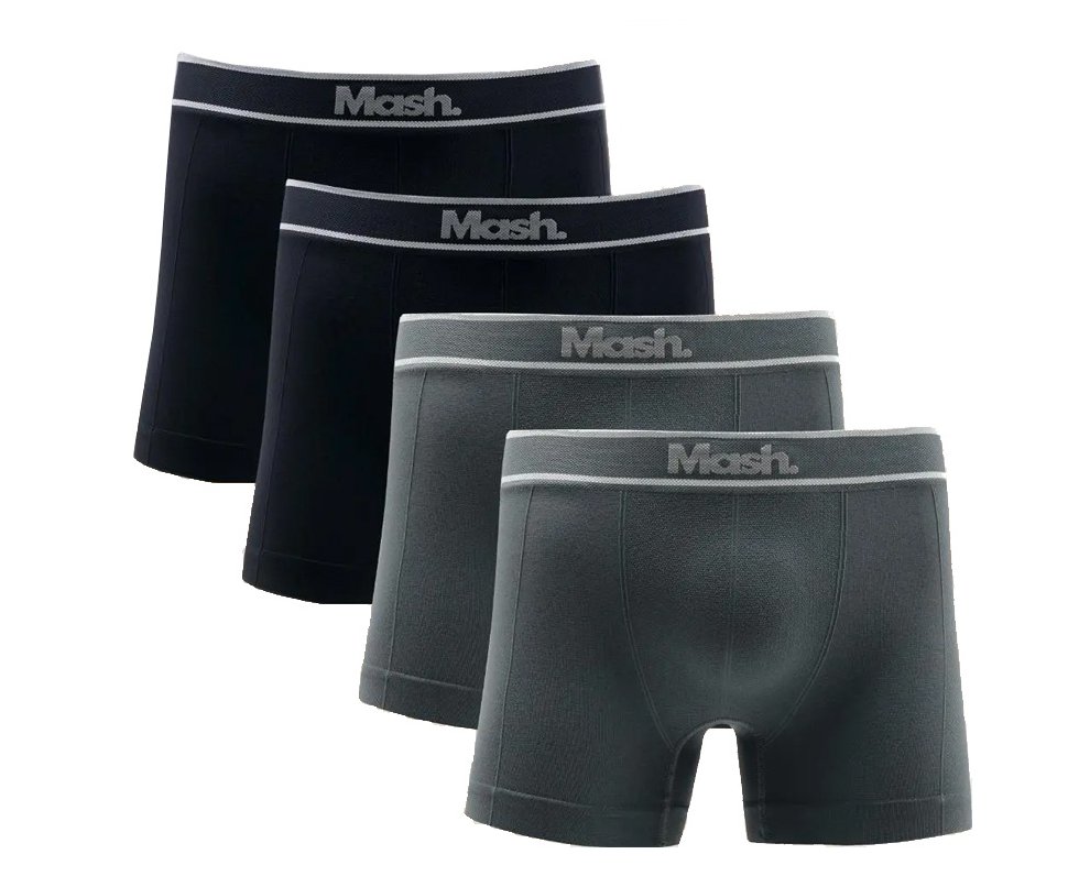 Kit Com 6 Cuecas Boxer Mash Microfibra Sem Costura PT/CZ Ref: 711.18