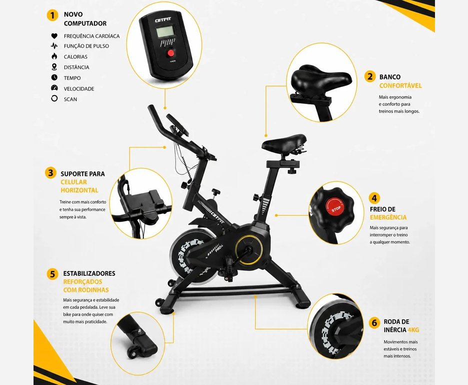 Bicicleta Ergométrica Spinning Cbtfit Roda De Inércia 4kg