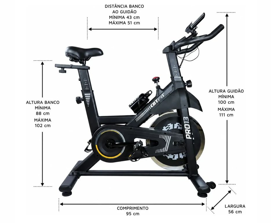 Bicicleta Ergométrica Para Spinning CBTFIT PRO 13 Roda De Inércia 13kg