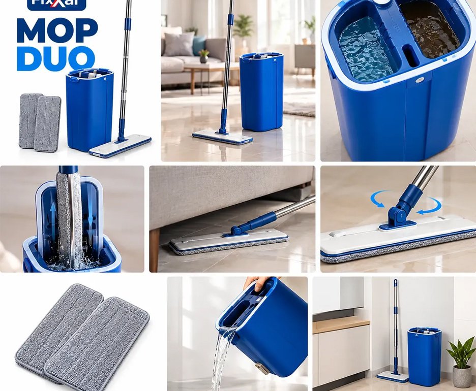 Mop Spray Duo Fixxar 480ml Giratório 360° Microfibra