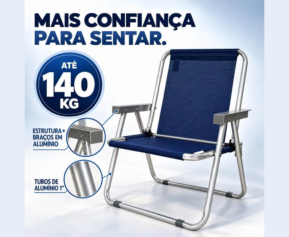 Cadeira Zaka Max Braço Alumínio -  Marinho