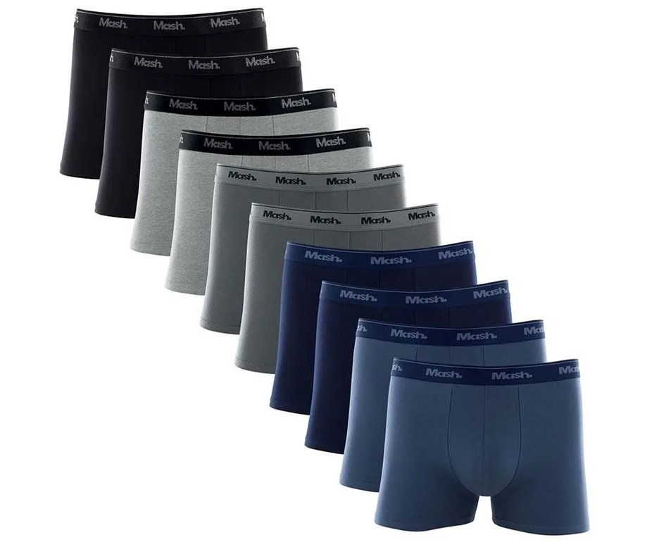 Kit 10 Cuecas Boxer Cot Ela Bord 170.38K AZ08/AZ20/CZ02/CZ05/PT00 P