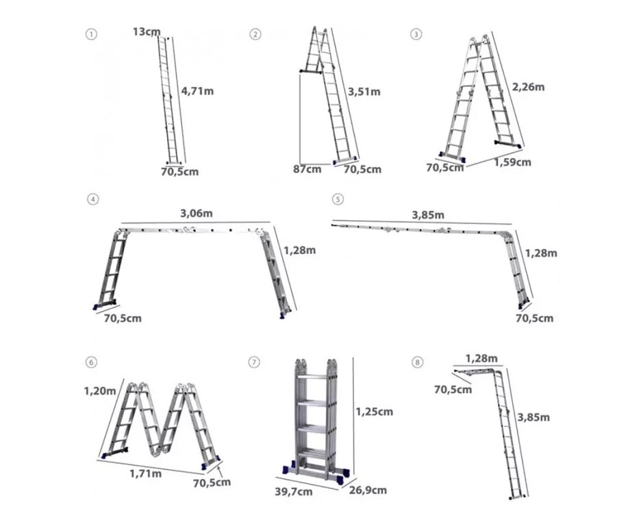 Escada Multifuncional Com Plataforma 4x4 16 Degraus