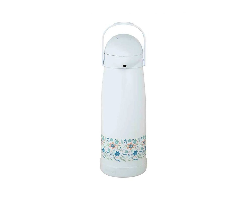 Garrafa Térmica Pressão Nobile 1,9 Litros Branca Decorada Mor