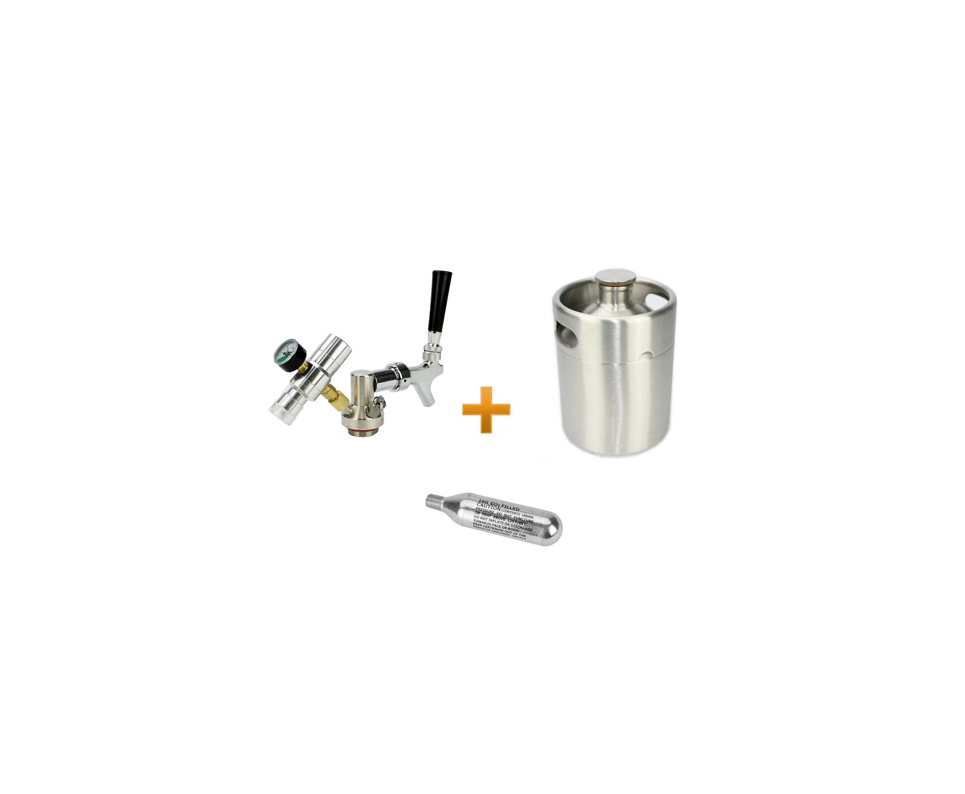 Kit Growler Em Aço Inox 2l + Torneira + Co2 16g Para Cerveja E Chopp Artesanal