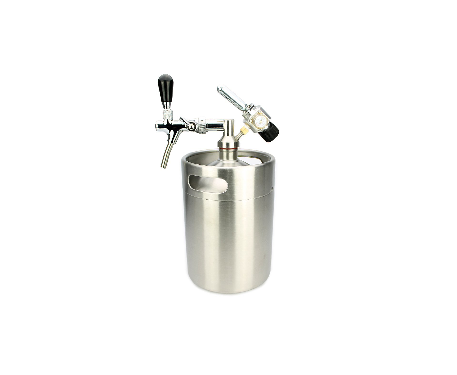 Kit Growler Em Aço Inox 5l + Torneira Italiana + Co2 16g Para Cerveja E Chopp Artesanal