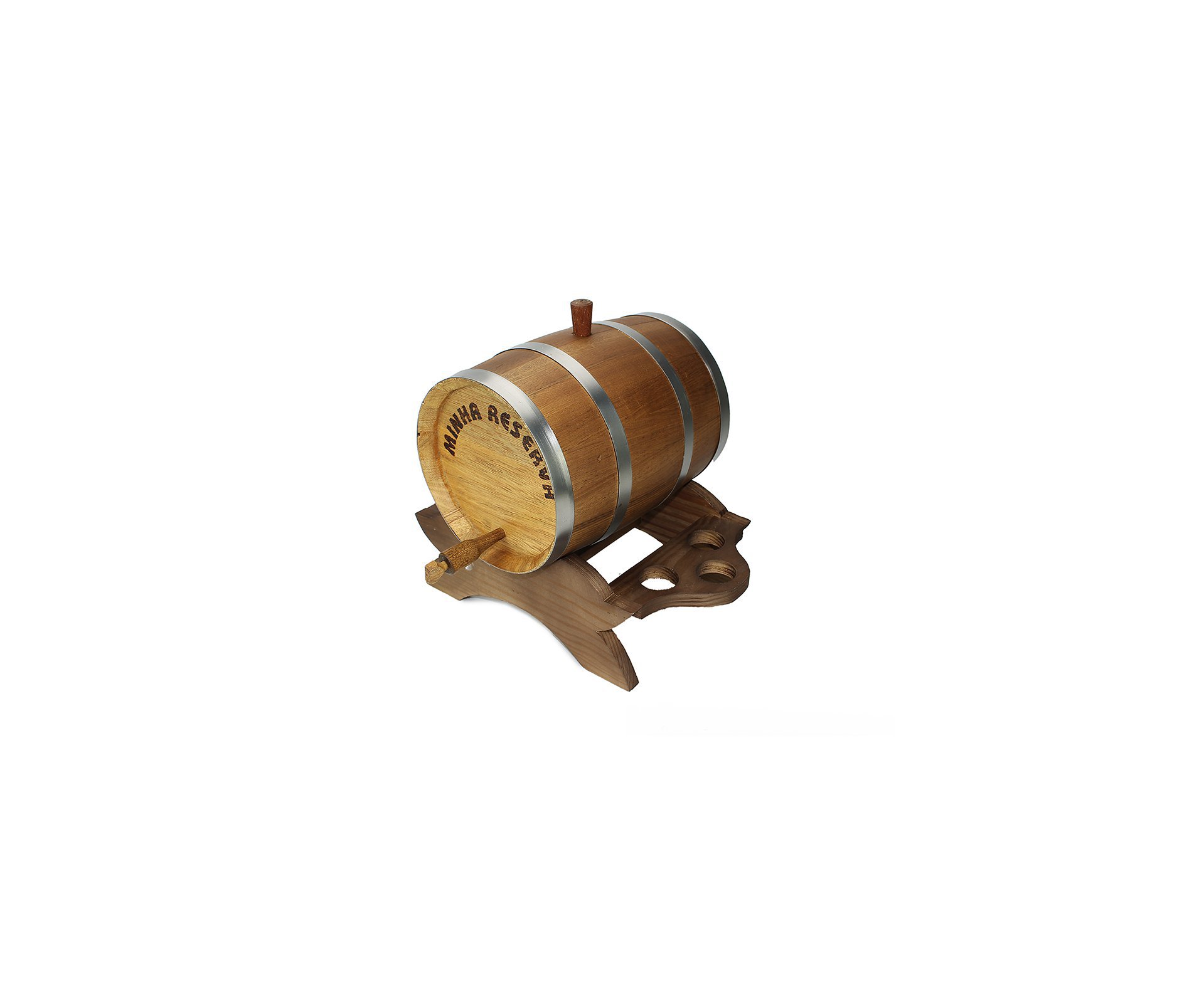 Barril De Madeira Misto Carvalho Nacional/umburana Com Suporte Para Copo Americano 2,5 Lt - Tanoaria Barros