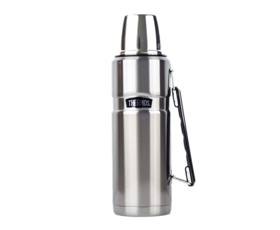 Garrafa Térmica Thermos Pampas Prata Com Alça 1,2l