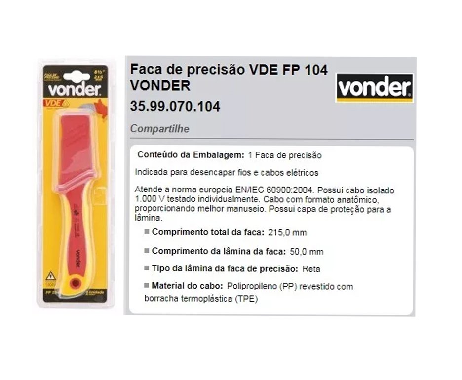 Faca De Precisão 215mm Vonder - Fp104
