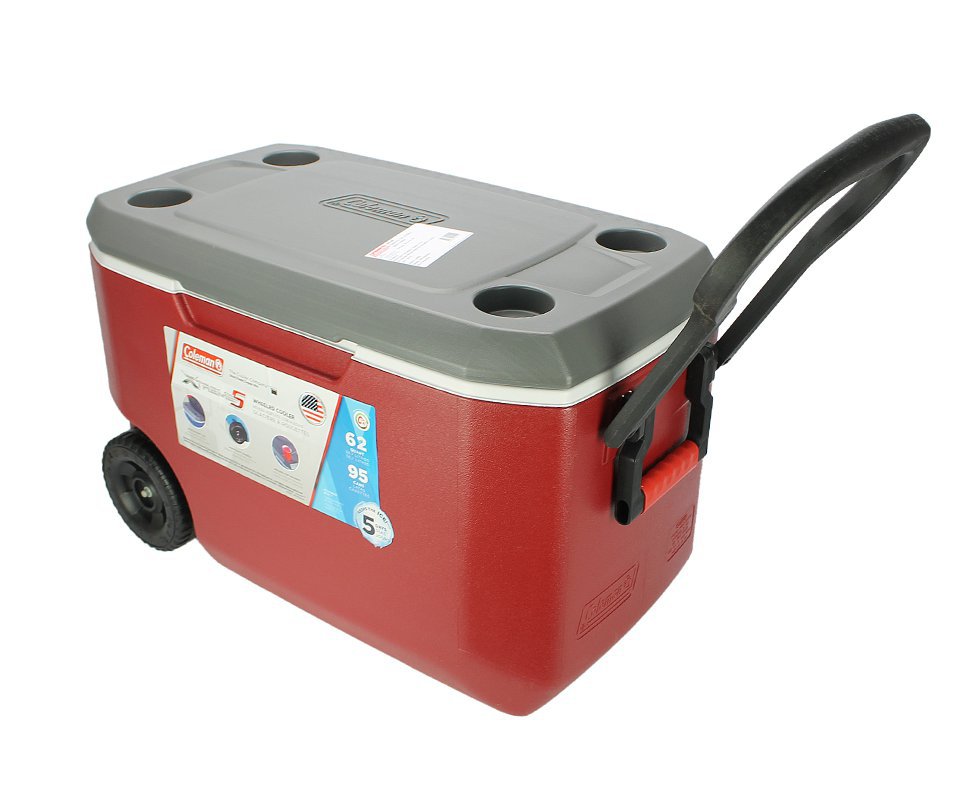 Caixa Térmica Coleman 62qt/58l Xtreme 5 Wheeled Cooler Vermelha Com Rodas