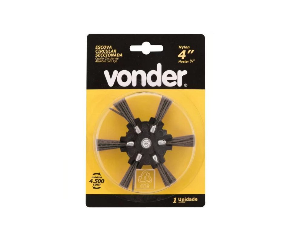 Escovas De Nylon Circular Seccionada 4" 1/4 Vonder