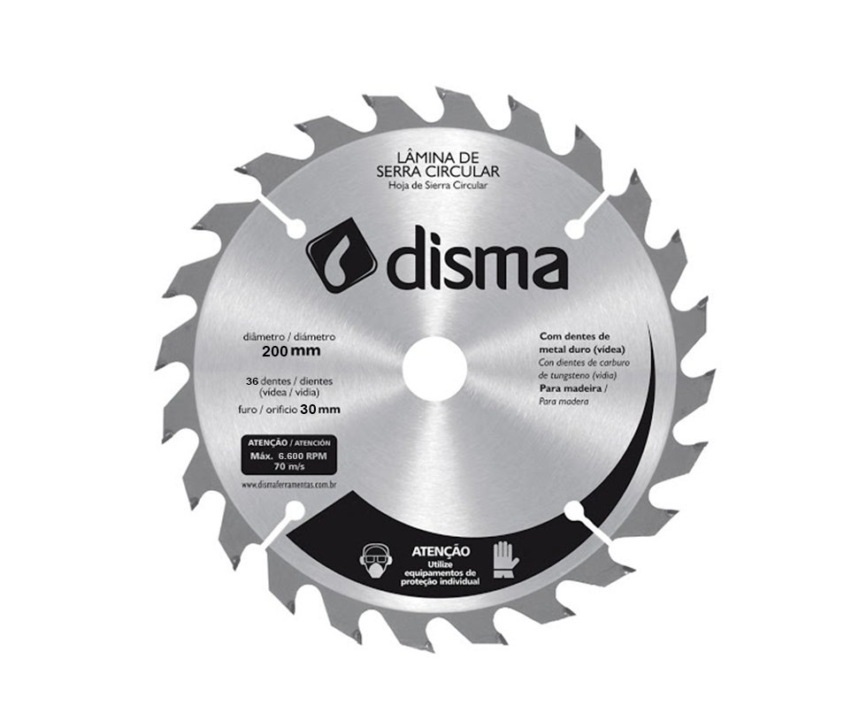Disco de Serra Circular Madeira 200mm x 36 dentes - Disma