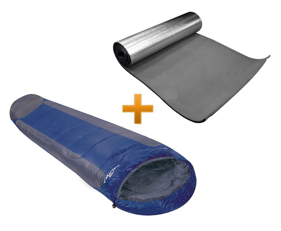 Saco De Dormir Mummy -1°c A +8°c Azul E Cinza - Nautika + Isolante Termico