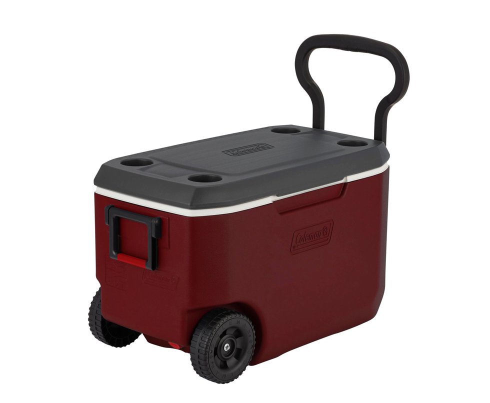 Caixa Térmica Coleman 62qt/58l Xtreme 5 Wheeled Cooler Bordô Com Rodas