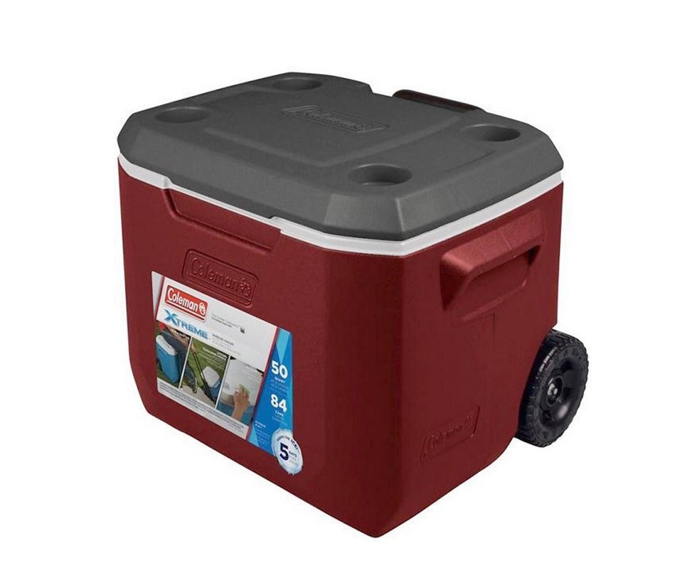 Caixa Térmica 50qt/47,3l Vermelho Com Rodas