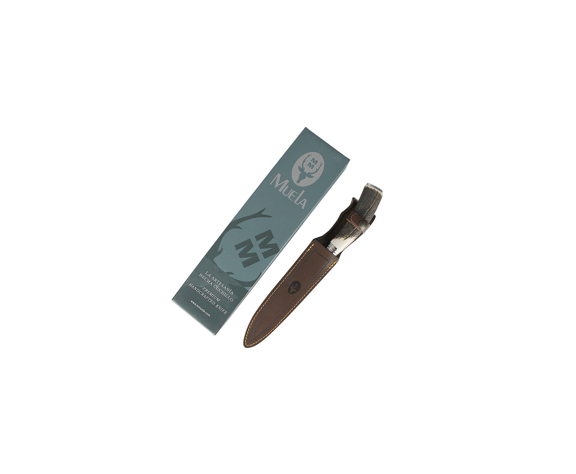 Faca Muela Gaucho 20a Cabo Chifre Cervo Lamina Aço X50crmov15 + Bainha Couro - Espanhola