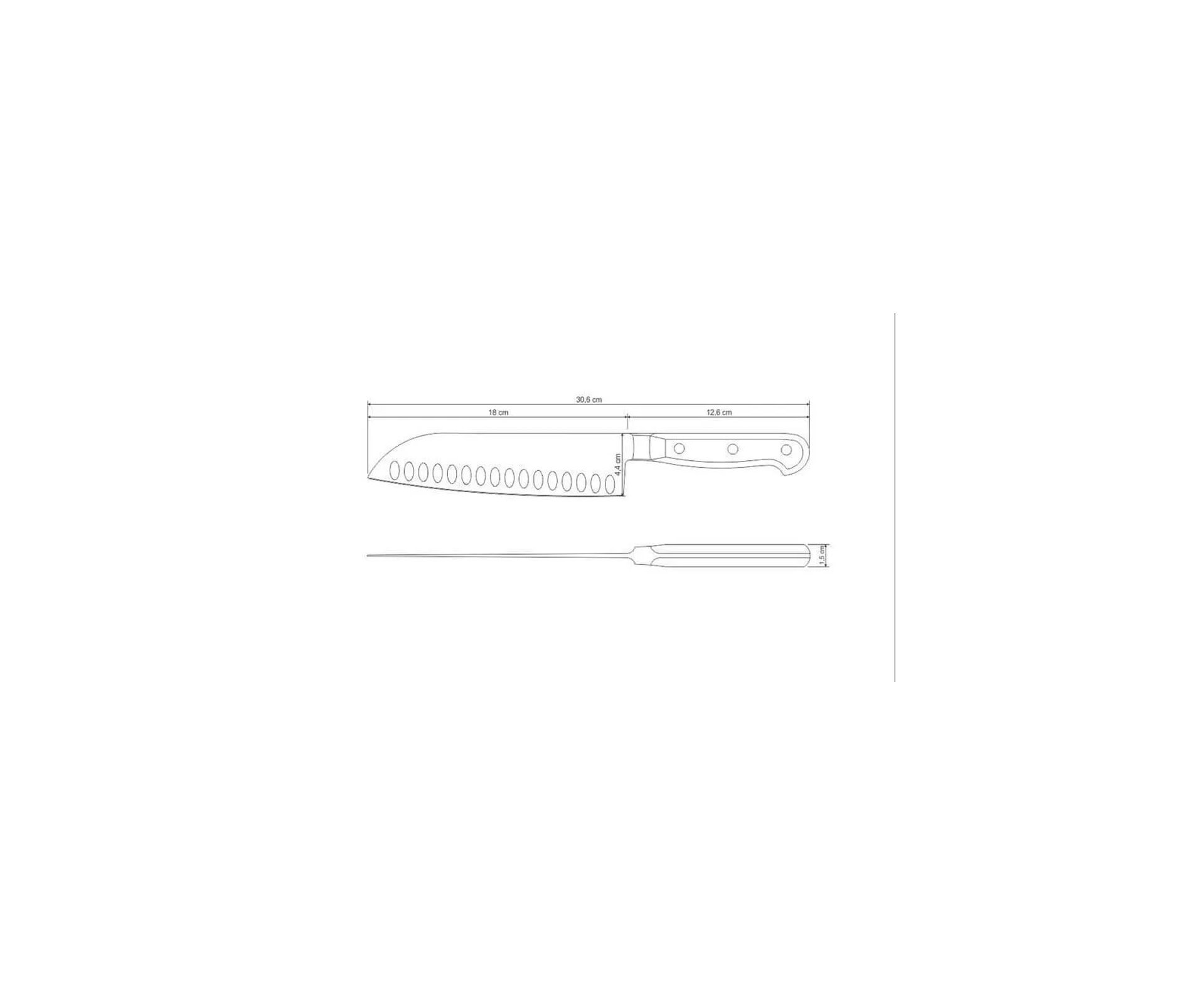 Faca Cozinha Pro Santoku Century Com Lâmina Em Aço Inox E Cabo Em Policarbonato 7"