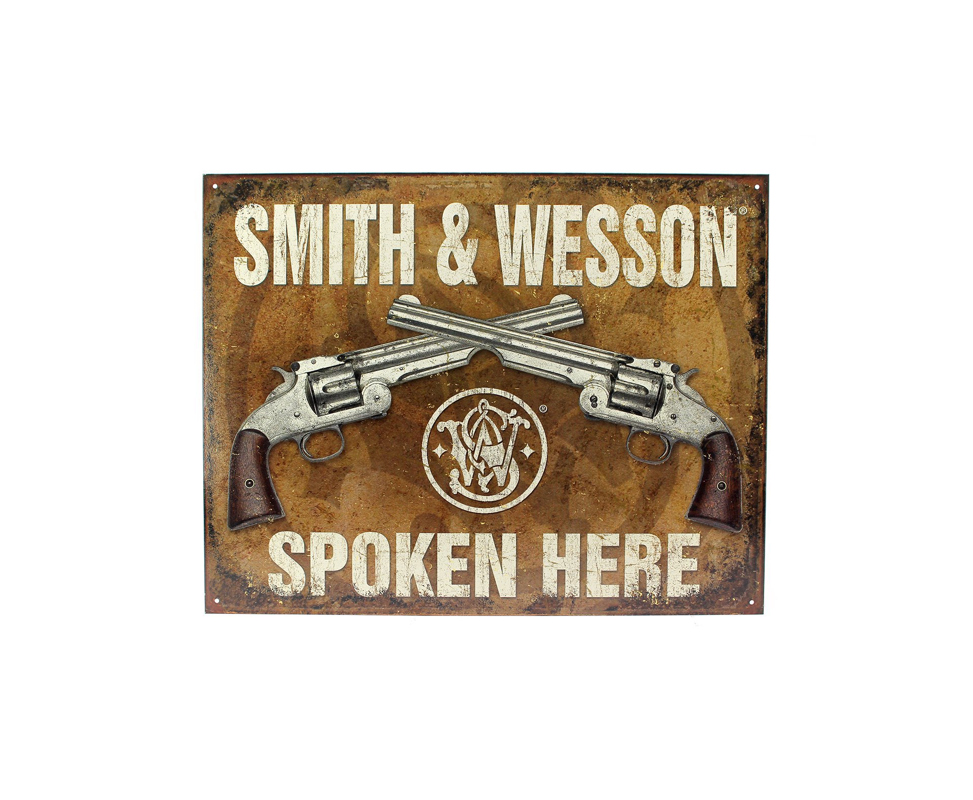 Placa Metálica Decorativa Smith & Wesson Spoken Here - Rossi
