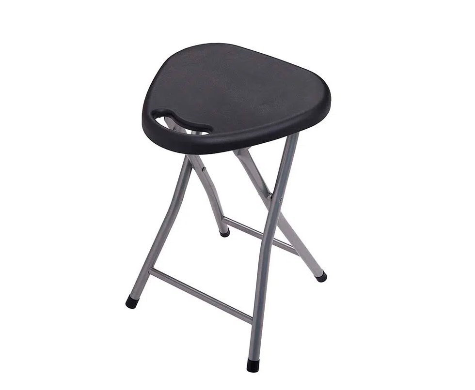 Banqueta Dobrável Triangular Delta Preta - Mor