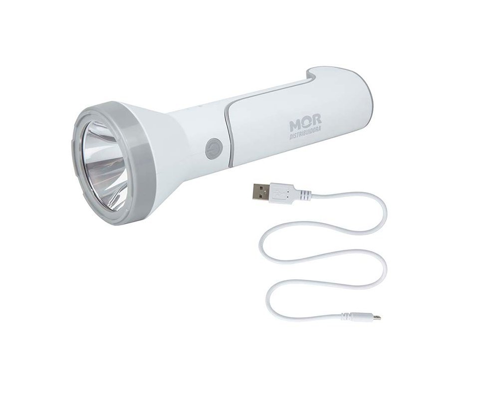 Lanterna Power Led 140 Lúmens Recarregável Branca - Mor