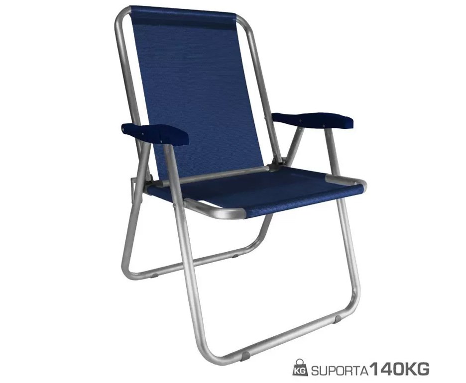 Cadeira Zaka Max Alumínio Azul Marinho Capacidade 140kg