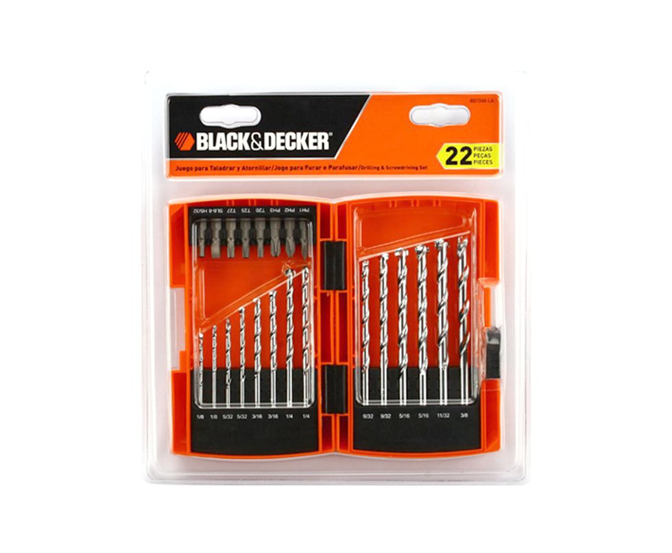 Jogo Para Furar e Parafusar Black & Decker 22 Peças