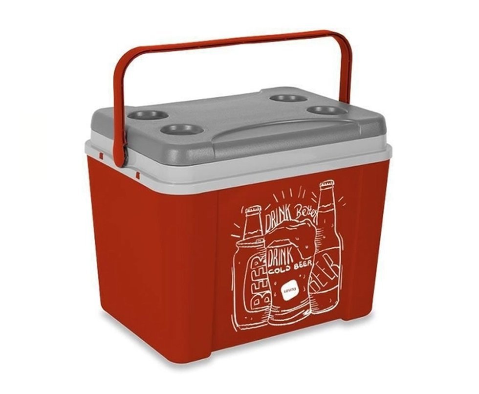 Caixa Térmica Lavita 34l Vermelha Desenho Beer