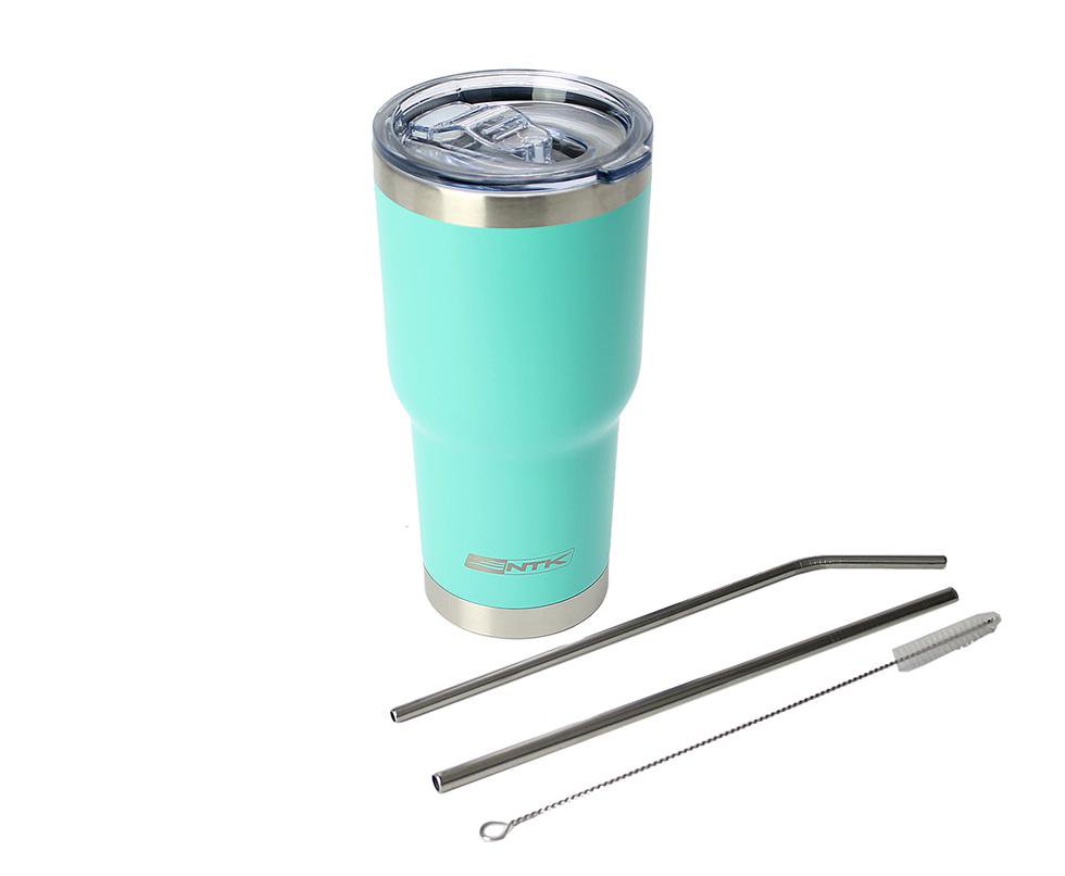 Copo Térmico Inox Nautika Siluet Turquesa 850 Ml + 02 Canudos Metal + Escova Limpeza