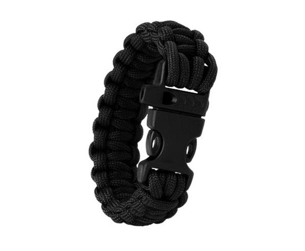 Pulseira Paracord Survival Preta 22 Cm - Guepardo