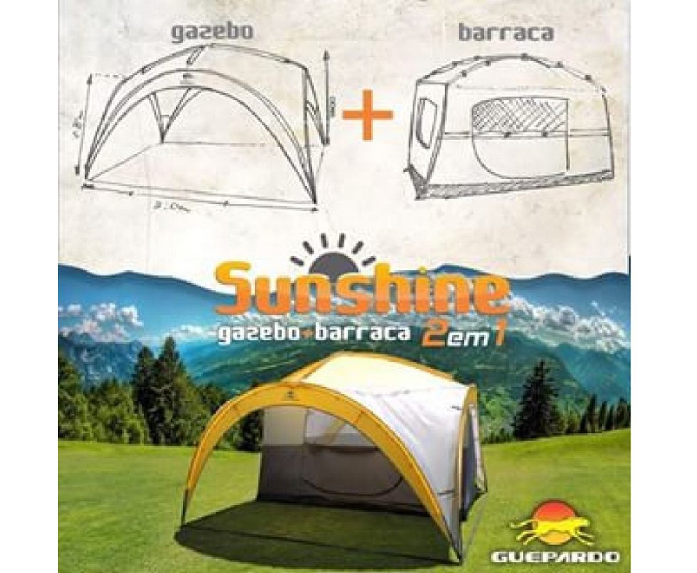 Barraca 4/5 Sunshine 2 Em 1 + Gazebo 2000mm Coluna D Agua - Guepardo
