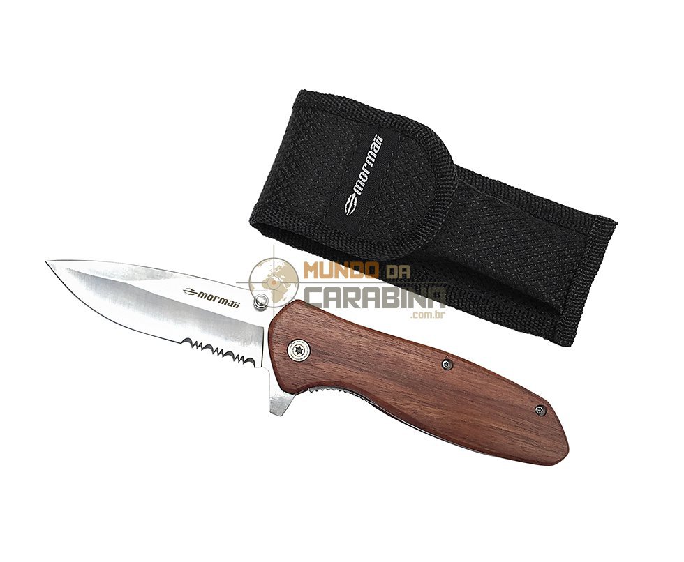 Canivete Cabo Madeira Kayu Aço 420 - Mormaii