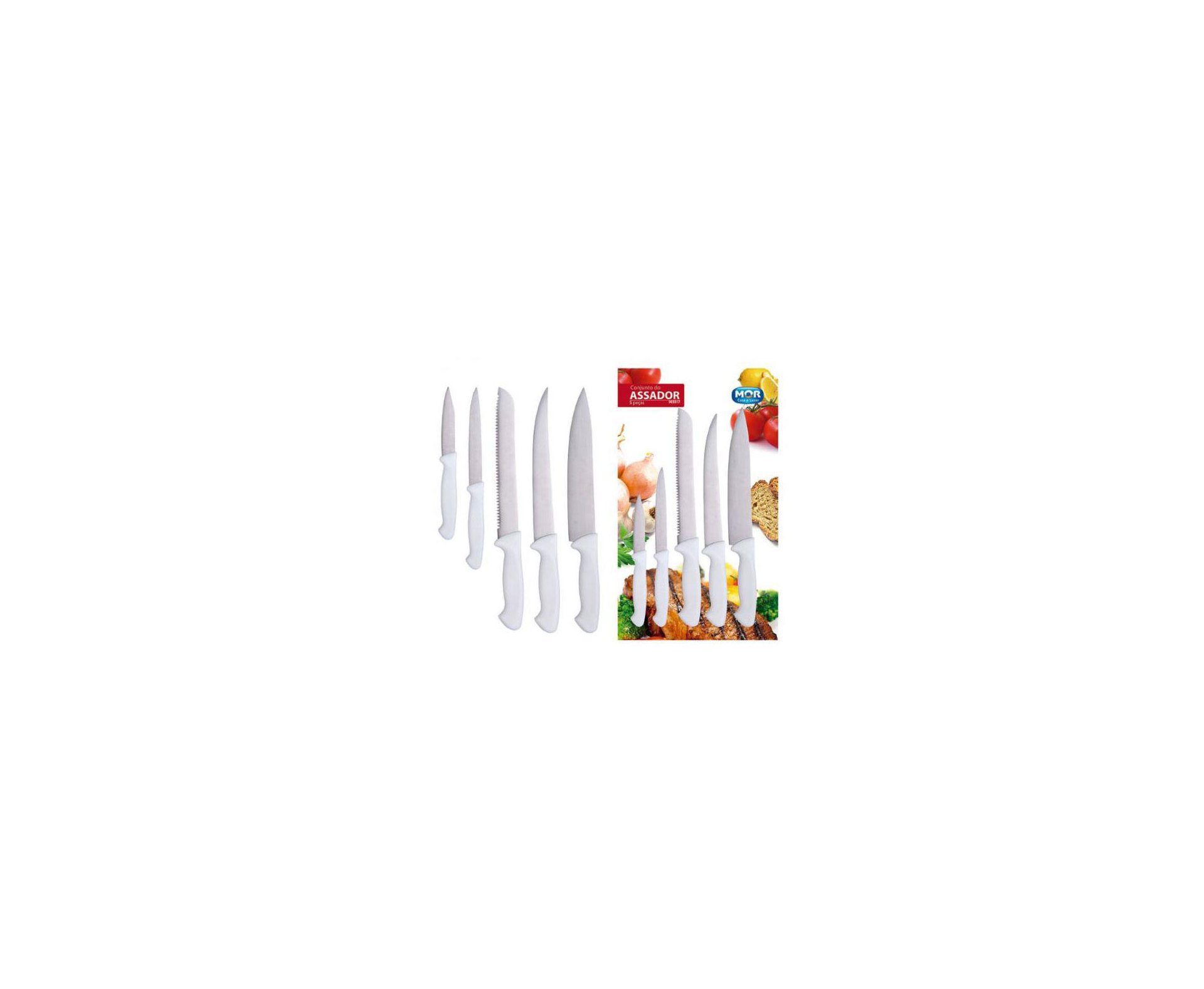 Conjunto 05 Facas Aço Inox Cozinheiro Gourmet - Mor